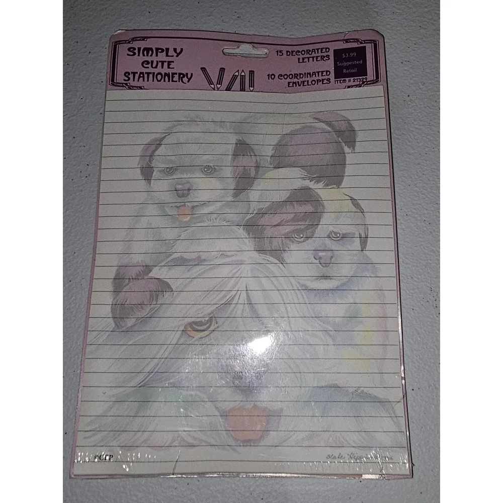 Vintage Simply Cute Stationery Set Pastel Dogs Letter Writing Paper Sealed NOS
